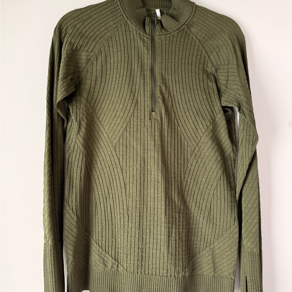 Lululemon Green Ribbed Knit Hoodie
